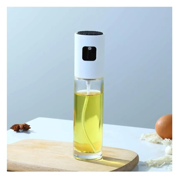Pulverizator Ulei, Otet, , din Sticla, 100 ml, Reincarcabil, 18.3 x 4.3 cm, Masura 90 ml, Capac Mat, Alb - imagine 4
