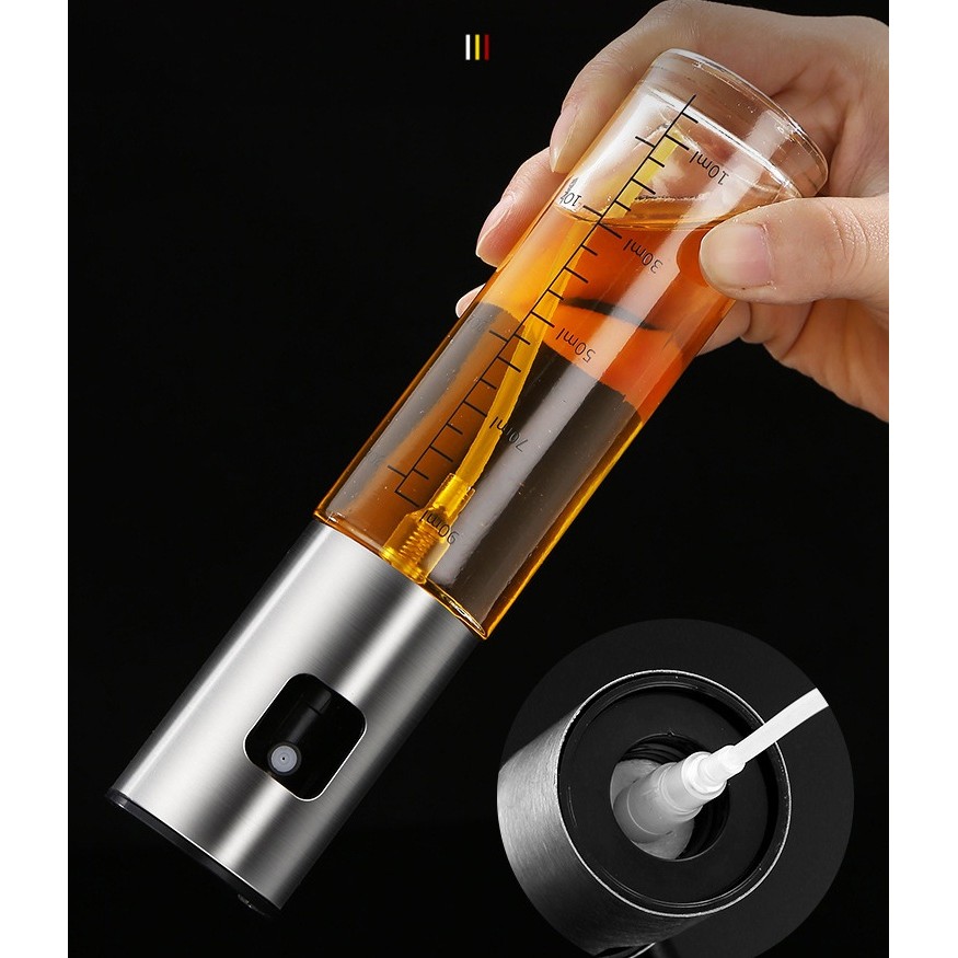 Pulverizator Ulei, Otet, , din Sticla, 100 ml, Reincarcabil, 18.3 x 4.3 cm, Masura 90 ml, Capac Lucios, Auriu - imagine 3