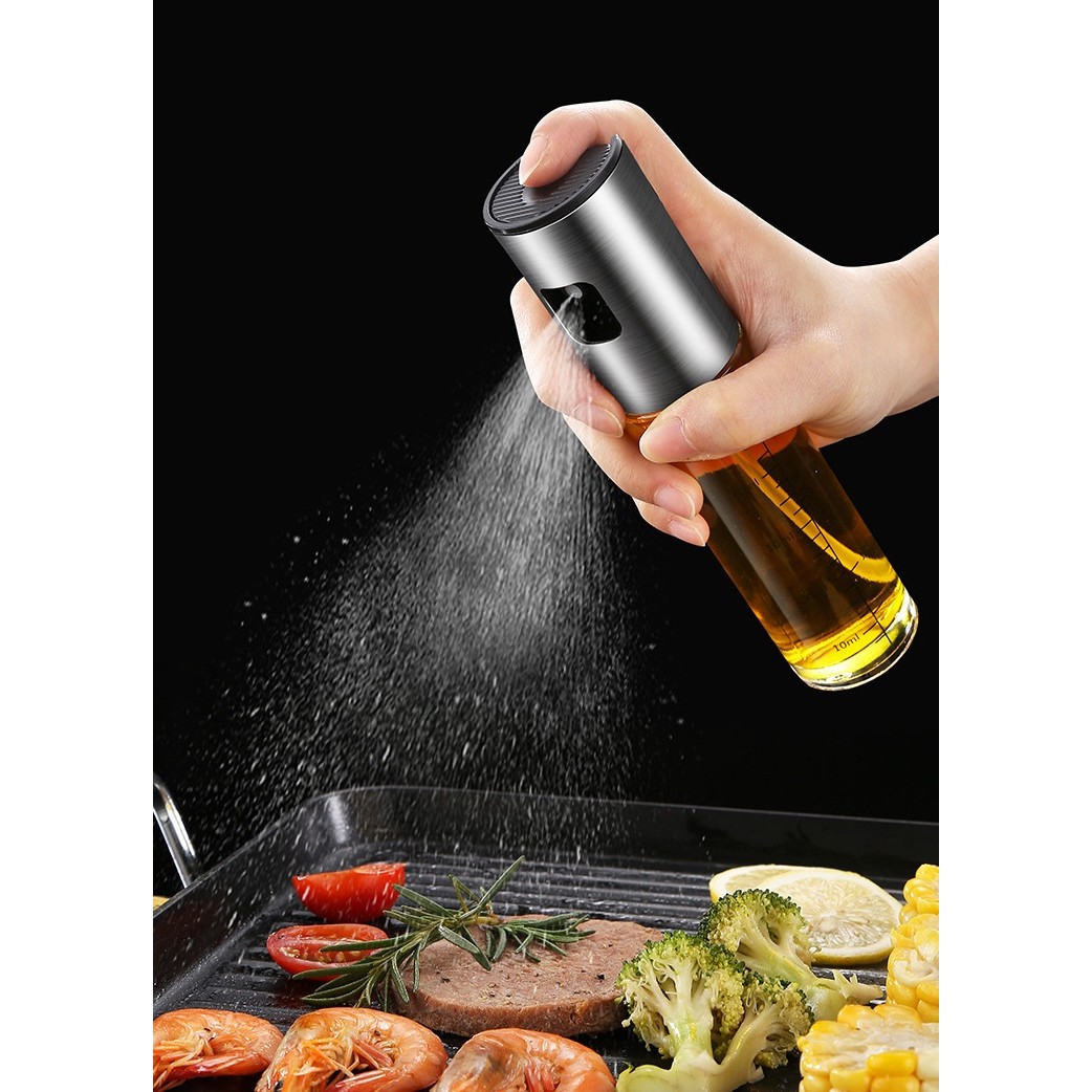 Pulverizator Ulei, Otet, , din Sticla, 100 ml, Reincarcabil, 18.3 x 4.3 cm, Masura 90 ml, Capac Lucios, Auriu - imagine 4