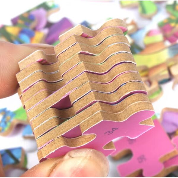 Puzzle 60 de Piese din Lemn in Cutie Metalica, , Model Ratuste, Educativ, Dezvoltare Abilitati Cognitive, pentru Prescolari, 22.5x13.5 cm, Multicolor - imagine 4