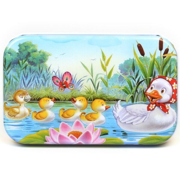Puzzle 60 de Piese din Lemn in Cutie Metalica, , Model Ratuste, Educativ, Dezvoltare Abilitati Cognitive, pentru Prescolari, 22.5x13.5 cm, Multicolor