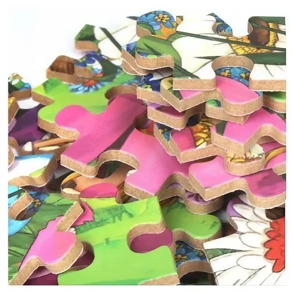 Puzzle 60 de Piese din Lemn in Cutie Metalica, , Model Scufita Rosie, Educativ, Dezvoltare Abilitati Cognitive, pentru Prescolari, 22.5x13.5 cm, Multicolor - imagine 4