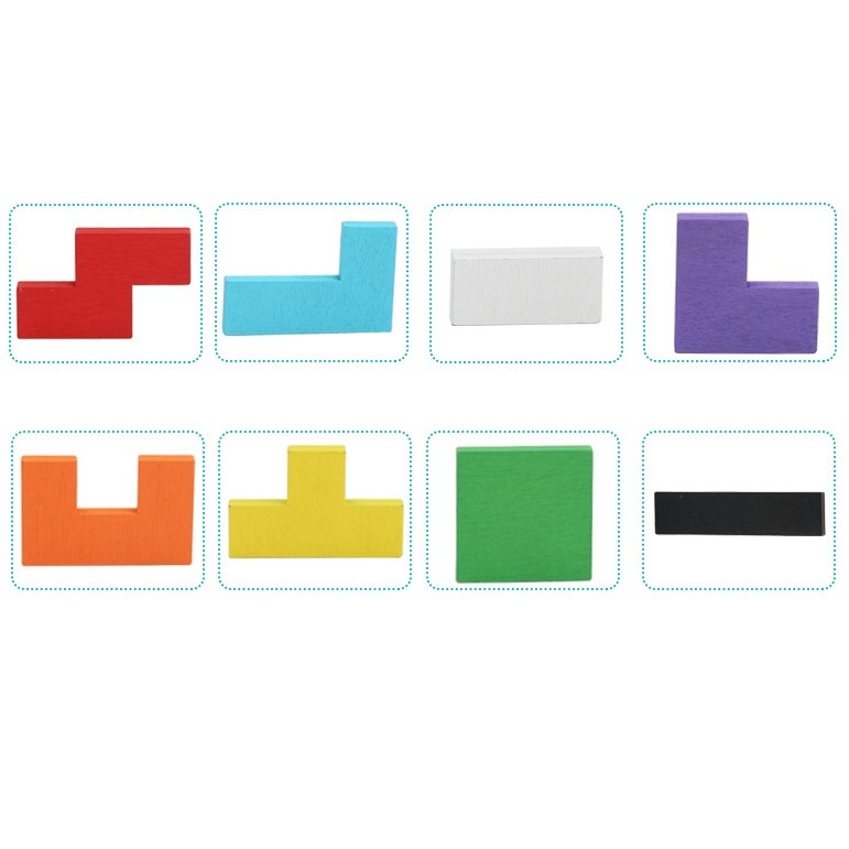 Puzzle Montessori, , din Lemn, Tip Tetris, +36 Luni, Forme Neregulate, 40 Piese, 26.5 x 17.7 cm, Multicolor - imagine 2
