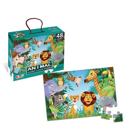Puzzle pentru copii, jungla cu animale, 48 de piese - imagine 3