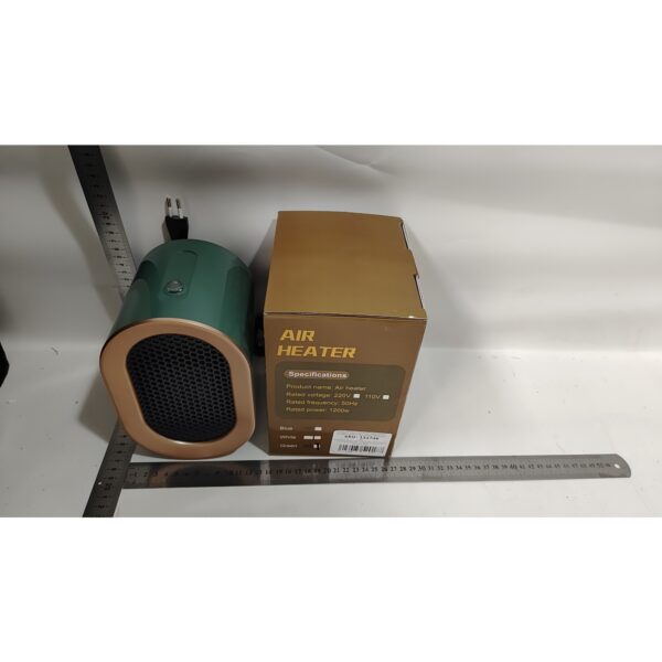 Radiator mini Incalzitor, , Element de Incalzire PTC, Putere 1200 W, Radiator cu termostat reglabil, 19.5 x 12.5 x 12.5 cm, 800 g, Verde - imagine 3