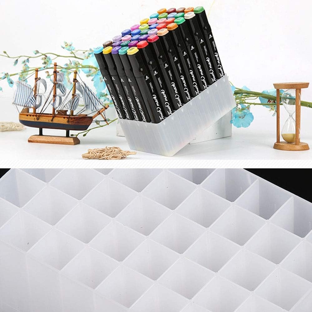 Suport De Depozitare, , pentru Markere, Suport Pentru Stilouri, Cutie De Depozitare pentru Birou, Multi-Functionala, 60 Spatii, Alb/Negru - imagine 3