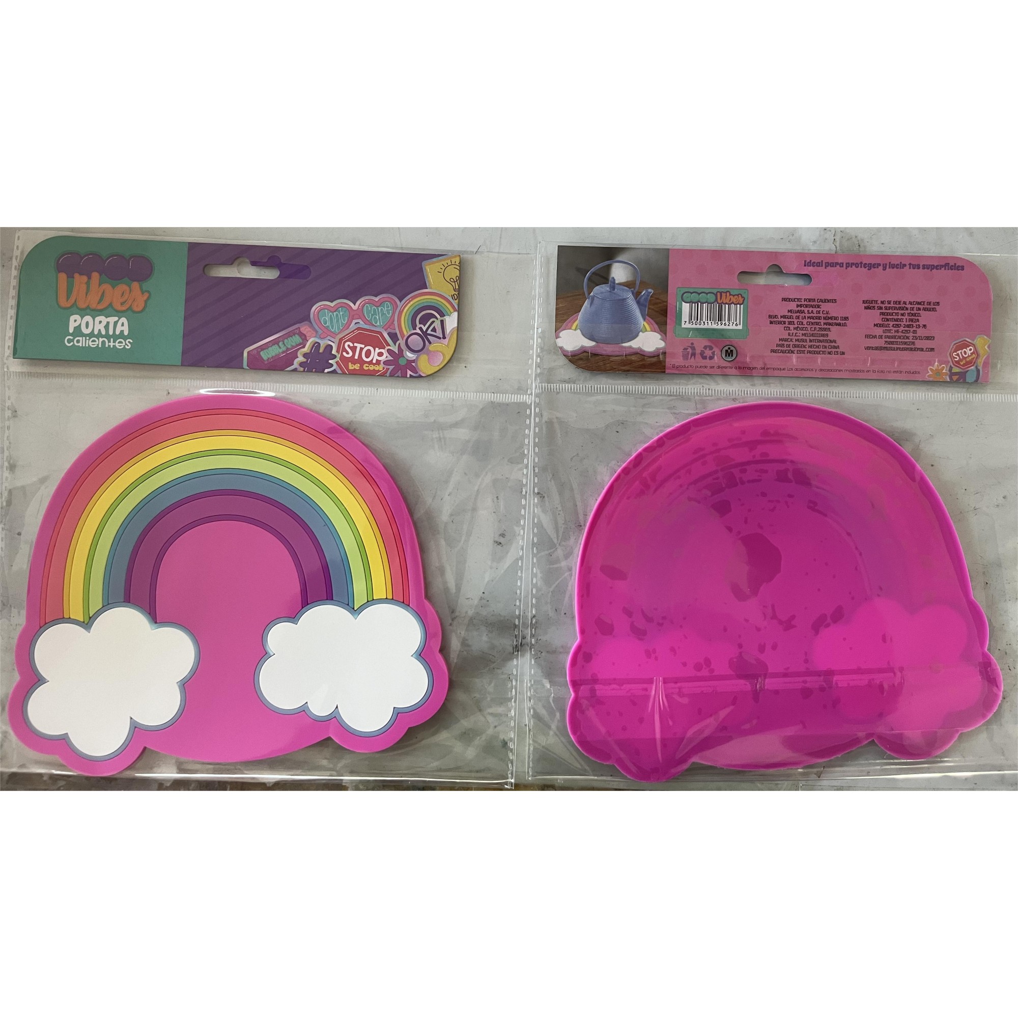 Suport pentru Pahar, , Model Curcubeu, din PVC, 18.5 x 18.5 cm, Rezistent la Caldura, Multicolor - imagine 2