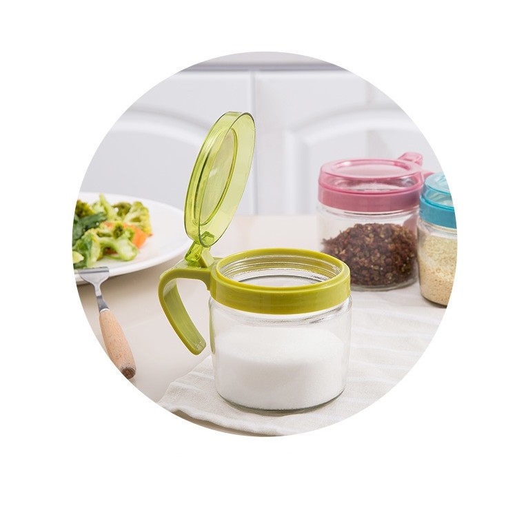 Recipient Condimente, , din Stilca, 180 ml, cu Maner si Lingurita, 8 x 9 cm, Capac Transparent, Verde - imagine 4