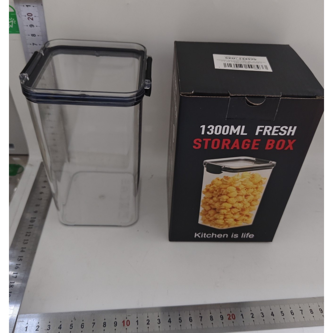 Recipient din Plastic, , pentru Alimente/Obiecte, Inchidere Ermetica, 10.2 x 18.5 cm, 1300 ml, Transparent - imagine 2