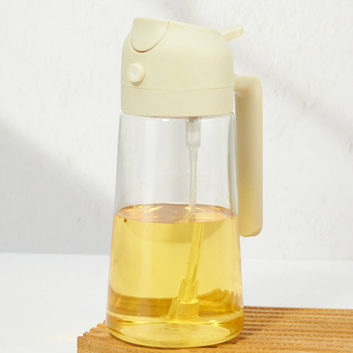 Recipient Ulei 2 in 1, , Functie Spray & Turnare, din Sticla, Fara Scurgere, 18.5 x 7.7 cm, 470 ml, Alb - imagine 4