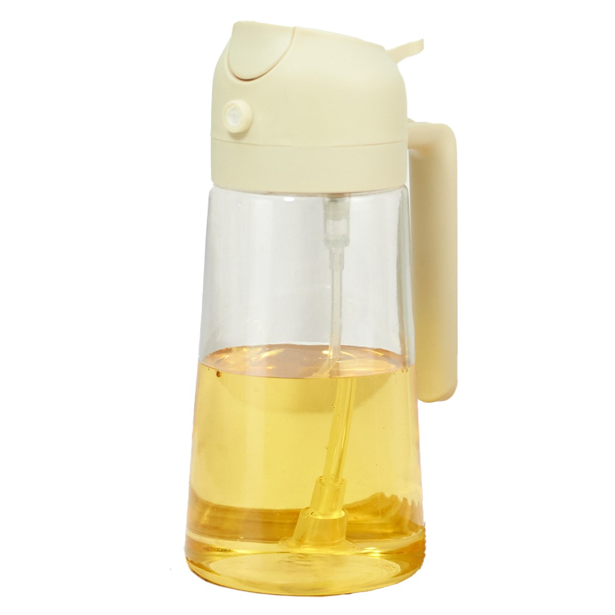 Recipient Ulei 2 in 1, , Functie Spray & Turnare, din Sticla, Fara Scurgere, 18.5 x 7.7 cm, 470 ml, Alb