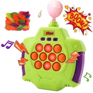Joc Pop-It Antistres, , Electronic, 50 de Baloane, Muzica, 2 Moduri de Joc, Nivel Maxim 200, 14.5x13.5x5.7cm, Verde
