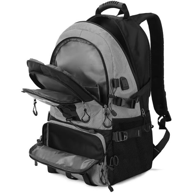 Rucsac Multifunctional de Alpinism, , Capacitate 36-55 L, de Calatorie, Impermeabil, Slot USB Incarcare Telefon, Bretele Reglabile, 52 x 34 x 19 cm, Gri - imagine 2
