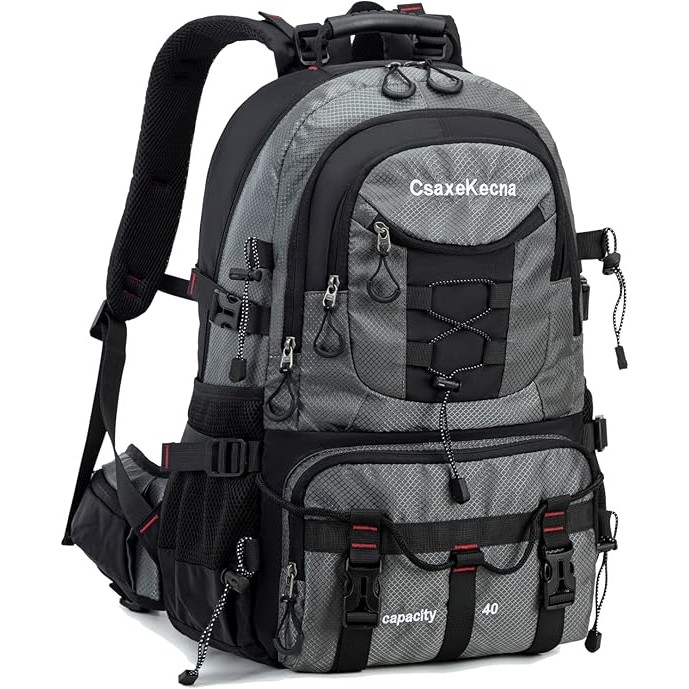 Rucsac Multifunctional de Alpinism, , Capacitate 36-55 L, de Calatorie, Impermeabil, Slot USB Incarcare Telefon, Bretele Reglabile, 52 x 34 x 19 cm, Gri - imagine 3
