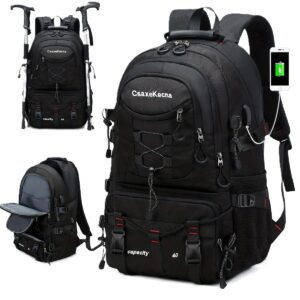 Rucsac Multifunctional de Alpinism, , Capacitate 36-55 L, de Calatorie, Impermeabil, Slot USB Incarcare Telefon, Bretele Reglabile, 52 x 34 x 19 cm, Negru