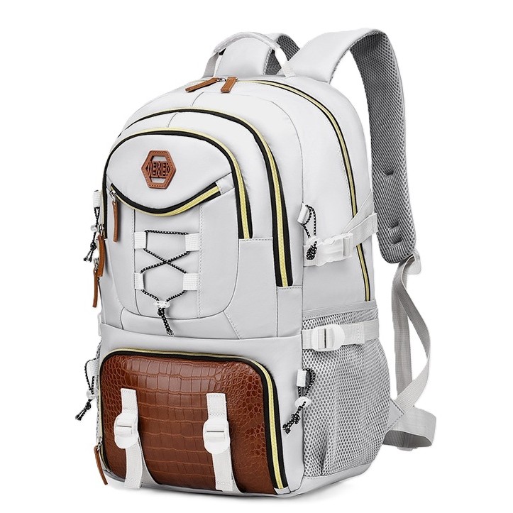 Rucsac Multifunctional pentru Calatorie, , pentru Alpinism, Voiaj, Drumetii, din Panza Oxford, 34x16x52 cm, Alb