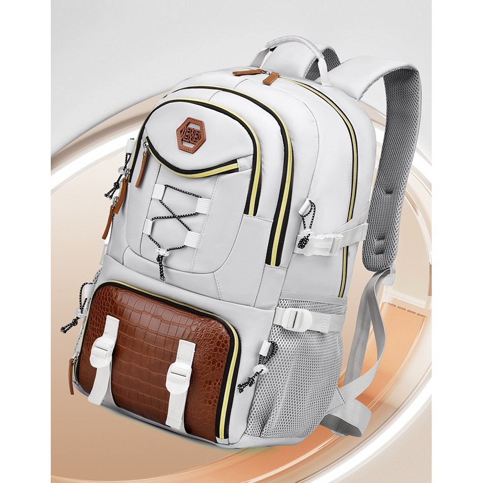 Rucsac Multifunctional pentru Calatorie, , pentru Alpinism, Voiaj, Drumetii, din Panza Oxford, 34x16x52 cm, Alb - imagine 3