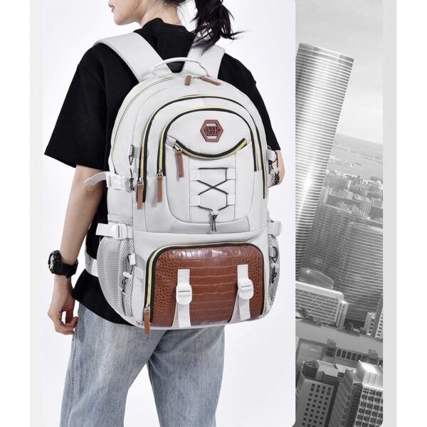 Rucsac Multifunctional pentru Calatorie, , pentru Alpinism, Voiaj, Drumetii, din Panza Oxford, 34x16x52 cm, Alb - imagine 4