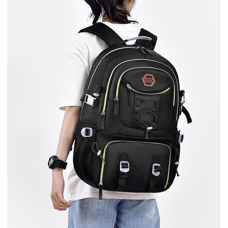 Rucsac Multifunctional pentru Calatorie, , pentru Alpinism, Voiaj, Drumetii, din Panza Oxford, 34x16x52 cm, Negru - imagine 2