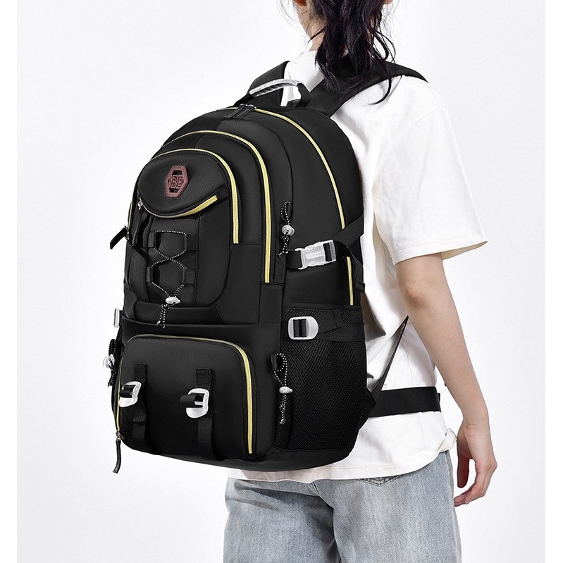 Rucsac Multifunctional pentru Calatorie, , pentru Alpinism, Voiaj, Drumetii, din Panza Oxford, 34x16x52 cm, Negru - imagine 3