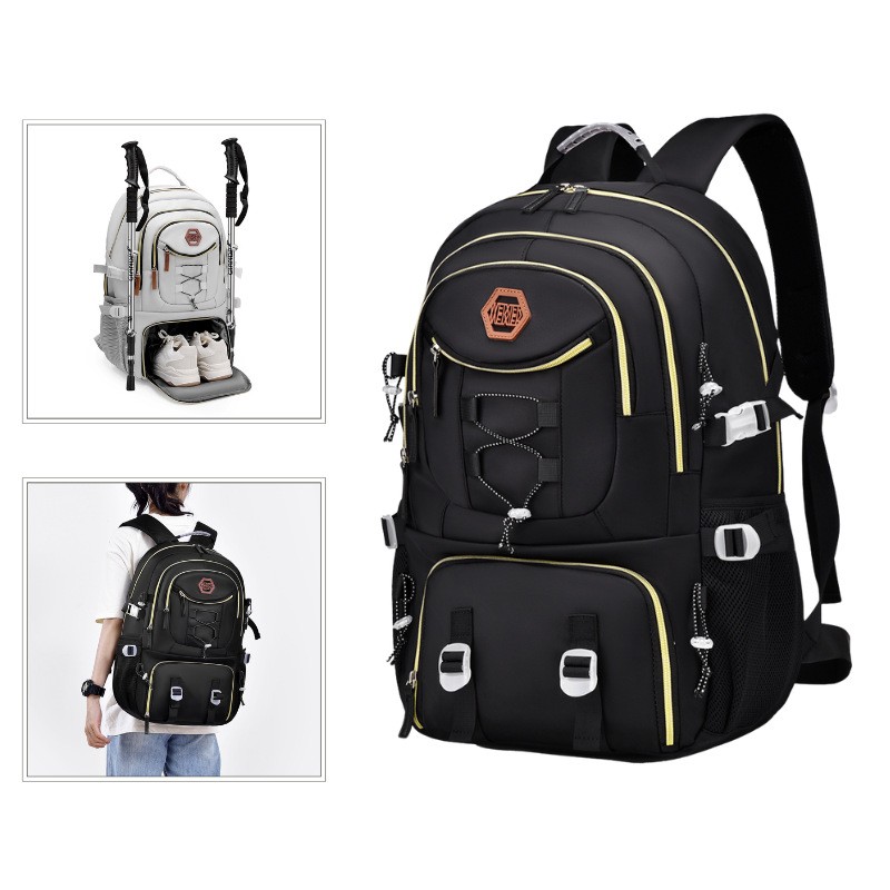 Rucsac Multifunctional pentru Calatorie, , pentru Alpinism, Voiaj, Drumetii, din Panza Oxford, 34x16x52 cm, Negru - imagine 4