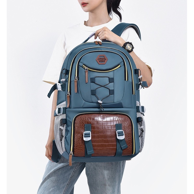 Rucsac Multifunctional pentru Calatorie, , pentru Alpinism, Voiaj, Drumetii, din Panza Oxford, 34x16x52 cm, Albastru Marin - imagine 2