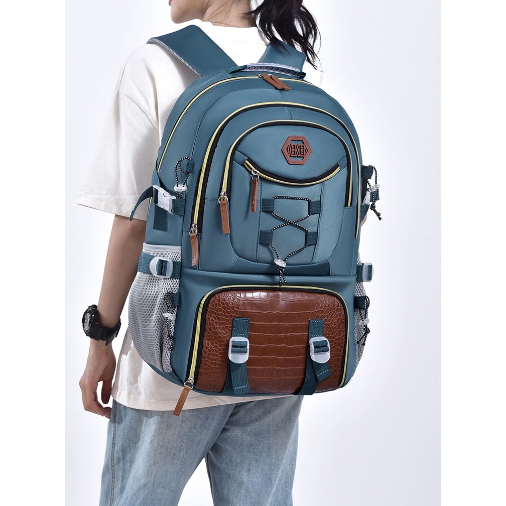 Rucsac Multifunctional pentru Calatorie, , pentru Alpinism, Voiaj, Drumetii, din Panza Oxford, 34x16x52 cm, Albastru Marin - imagine 4