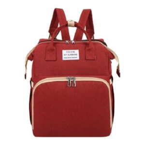 Rucsac Multifunctional pentru Mamici, , cu Patut Pliabil si Baza de Schimbat, Rezistent la Apa, Capacitate Mare, Usor, Compartimente Multiple, Buzunar Termic pentru Lapte, 42 x 32 x 22 cm, Rosu