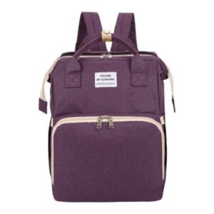 Rucsac Multifunctional pentru Mamici, , cu Patut Pliabil si Baza de Schimbat, Rezistent la Apa, Capacitate Mare, Usor, Compartimente Multiple, Buzunar Termic pentru Lapte, 42 x 32 x 22 cm, Mov