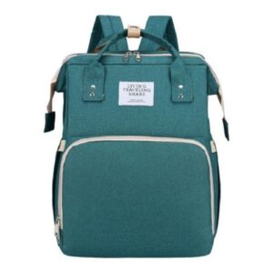 Rucsac Multifunctional pentru Mamici, , cu Patut Pliabil si Baza de Schimbat, Rezistent la Apa, Capacitate Mare, Usor, Compartimente Multiple, Buzunar Termic pentru Lapte, 42 x 32 x 22 cm, Verde