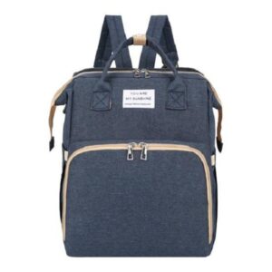 Rucsac Multifunctional pentru Mamici, , cu Patut Pliabil si Baza de Schimbat, Rezistent la Apa, Capacitate Mare, Usor, Compartimente Multiple, Buzunar Termic pentru Lapte, 42 x 32 x 22 cm, Albastru Inchis