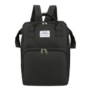 Rucsac Multifunctional pentru Mamici, , cu Patut Pliabil si Baza de Schimbat, Rezistent la Apa, Capacitate Mare, Usor, Compartimente Multiple, Buzunar Termic pentru Lapte, 42 x 32 x 22 cm, Negru