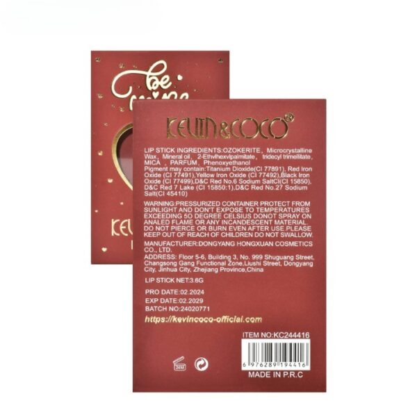 Ruj de Buze Mat, KEVIN & COCO, Be Mine, Lip-Stick Roz, 11.2 x 7.2 x 2.5 cm - imagine 2