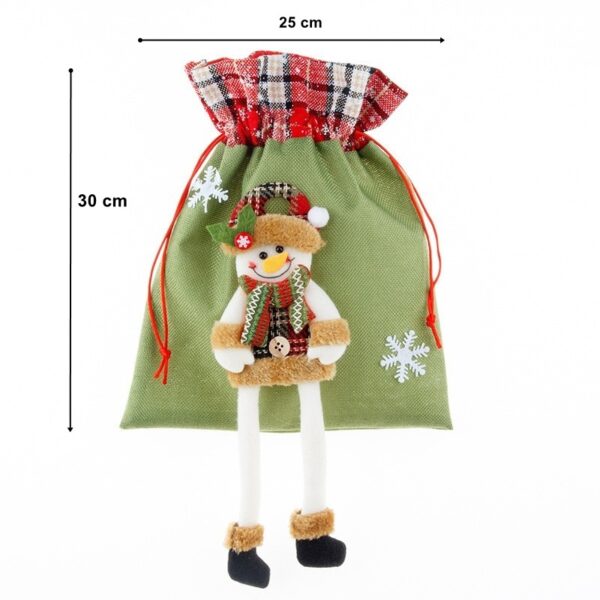 Sac cadouri , tematica Om de Zapada, Material Textil, 30x25 cm, cu Siret, Verde - imagine 4