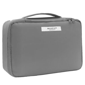 Geanta de Calatorie, , pentru Cosmetice si Articole de Toaleta, Material Impermeabil, 2 in 1, Portfard Interior Detasabil, 23 x 16 x 8 cm, Gri