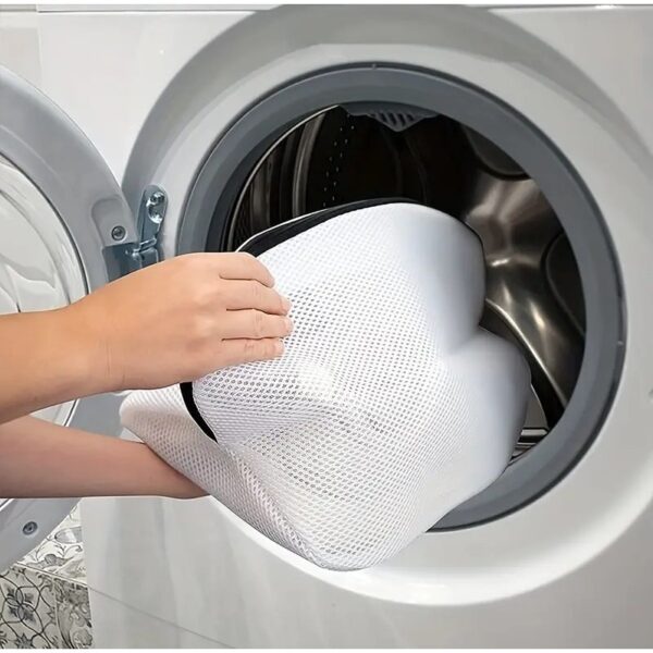 Sac pentru spalare si uscare incaltaminte , compatibil cu masina de spalat, material rezistent, 42 x 24 x 24 cm, alb - imagine 4