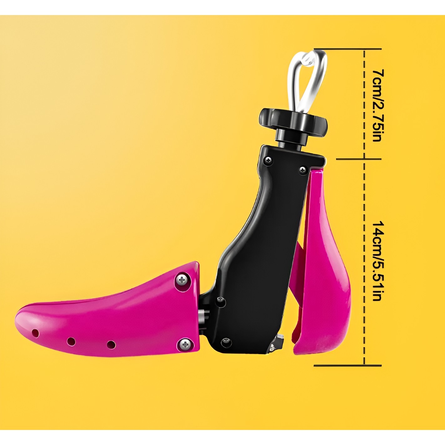 San/Calapod Pro Reglabil, , Alungire si Largire 4 Directii, Marime 40-47, Pantofi, Ghete, Adidasi, Arc, 22 x 21.5 x 7 cm, Roz / Negru - imagine 3