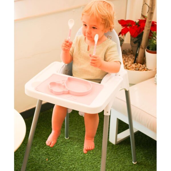 Scaun de Masa, , pentru Bebelusi si Copii 6-36 Luni, din Plastic/Metal, Centura in 2 Puncte, Tava Detasabila, 63 x 57 x 85 cm, Roz - imagine 2