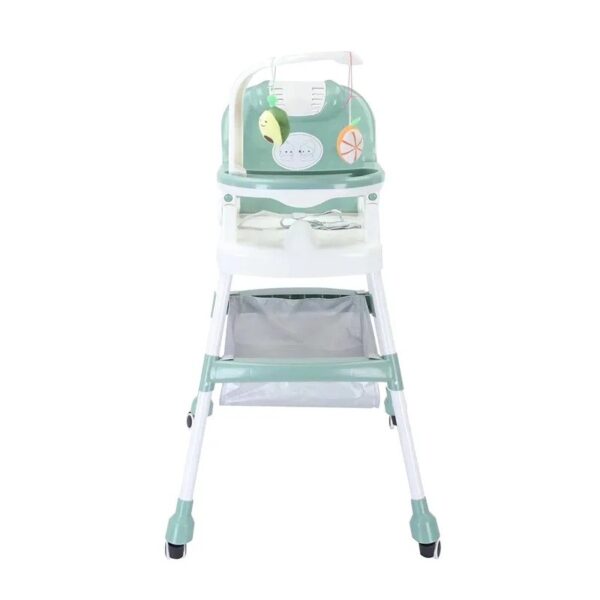 Scaun de Masa pentru Copii, , Multifunctional, Pliabil, cu Roti, Cos de Depozitare, din Plastic, Centura de Siguranta, Suport de Agatat Jucarii, 110 x 60 x 70 cm, Verde - imagine 2