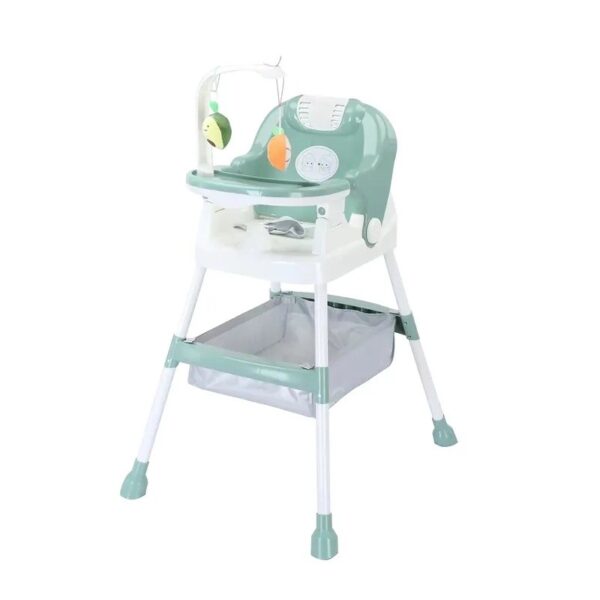 Scaun de Masa pentru Copii, , Multifunctional, Pliabil, cu Roti, Cos de Depozitare, din Plastic, Centura de Siguranta, Suport de Agatat Jucarii, 110 x 60 x 70 cm, Verde