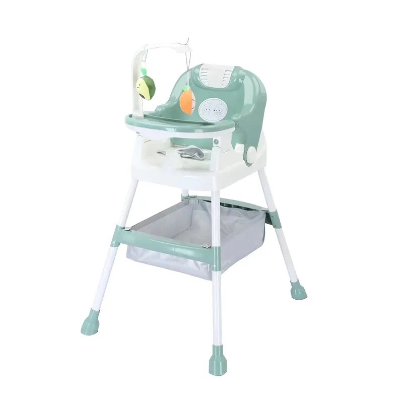 Scaun de Masa pentru Copii, , Multifunctional, Pliabil, cu Roti, Cos de Depozitare, din Plastic, Centura de Siguranta, Suport de Agatat Jucarii, 110 x 60 x 70 cm, Verde