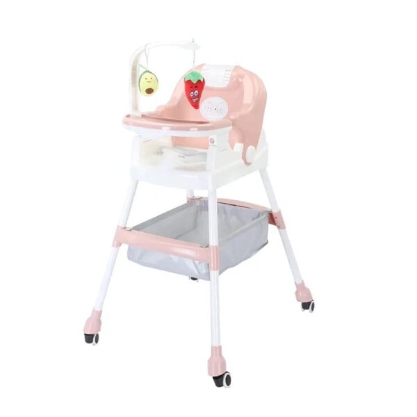 Scaun de Masa pentru Copii, , Multifunctional, Pliabil, cu Roti, Cos de Depozitare, din Plastic, Centura de Siguranta, Suport de Agatat Jucarii, 110 x 60 x 70 cm, Roz