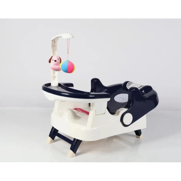 Scaun pentru Copii 2 in 1, , pentru Servit Masa si pentru Baie, Multifunctional, Pliabil, Portabil, din Plastic, Spatar Reglabil, 58 x 39 cm, Albastru - imagine 2