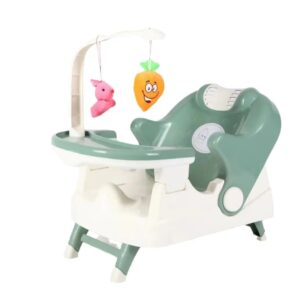 Scaun pentru Copii 2 in 1, , pentru Servit Masa si pentru Baie, Multifunctional, Pliabil, Portabil, din Plastic, Spatar Reglabil, 58 x 39 cm, Verde Deschis
