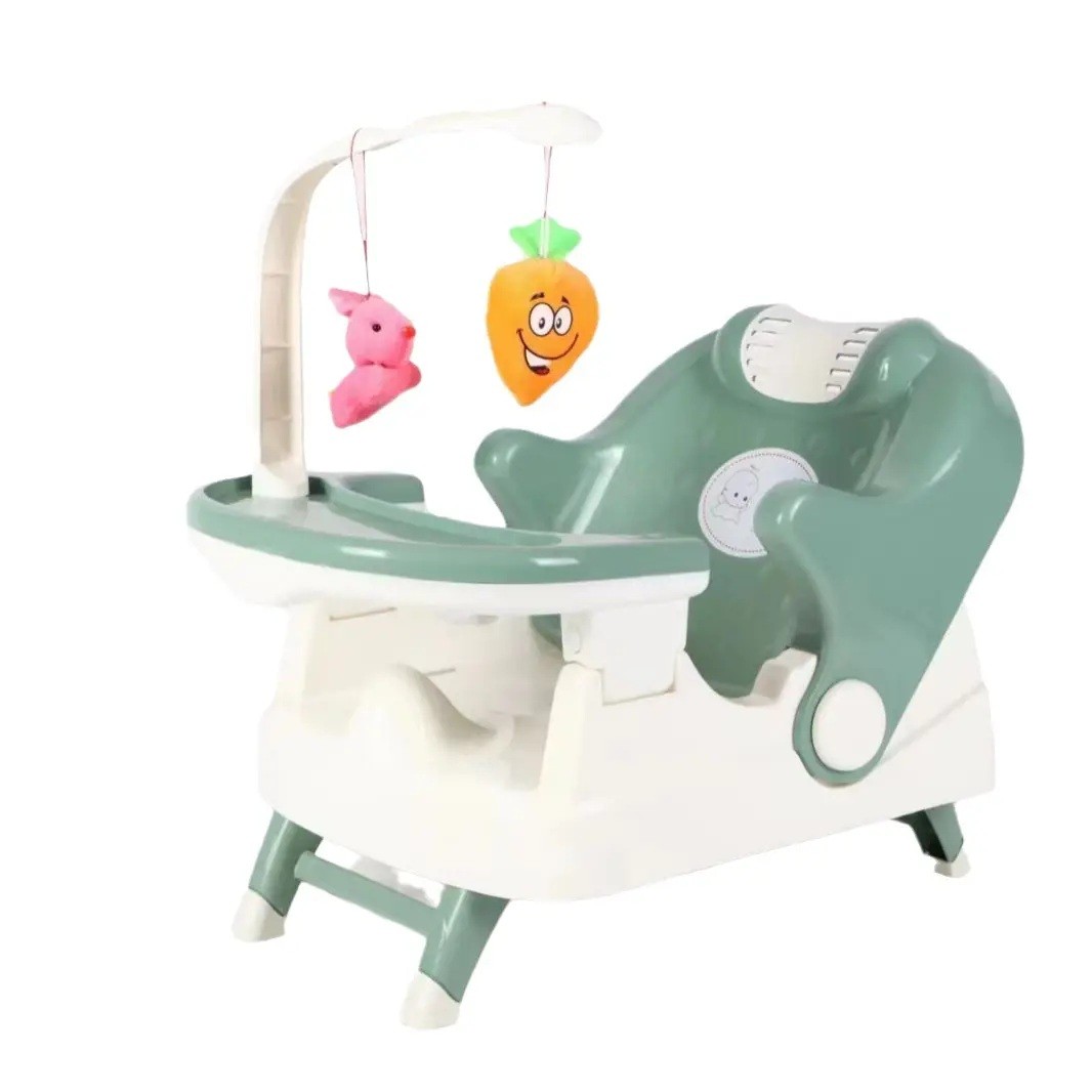 Scaun pentru Copii 2 in 1, , pentru Servit Masa si pentru Baie, Multifunctional, Pliabil, Portabil, din Plastic, Spatar Reglabil, 58 x 39 cm, Verde Deschis
