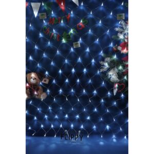 Instalatie de Craciun, Â®, Sectiune 2 x 2 m, Tip Plasa, 160 LED-uri, Fara Transformator, IP44, 8 Jocuri de Lumini, Interconectabila, Fir Transparent, Alb Rece