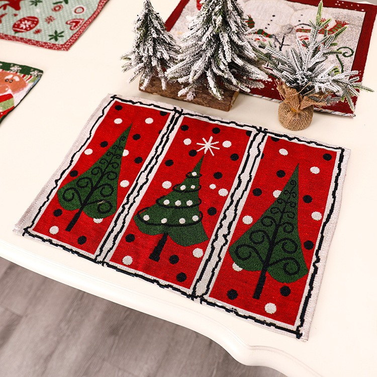 Servet de Masa, , Model Brazi de Craciun, Tematica Craciun, Prosop pentru Masa, 47x33 cm, Bumbac si Fibre Sintetice, Rosu - imagine 3