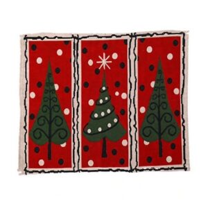 Servet de Masa, , Model Brazi de Craciun, Tematica Craciun, Prosop pentru Masa, 47x33 cm, Bumbac si Fibre Sintetice, Rosu