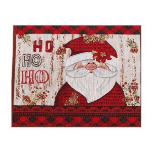 Servet de Masa, , Model Mos Craciun, Scris HoHoHo, Tematica Craciun, Prosop pentru Masa, Bumbac si Fibre Sintetice, 43x33 cm, Rosu