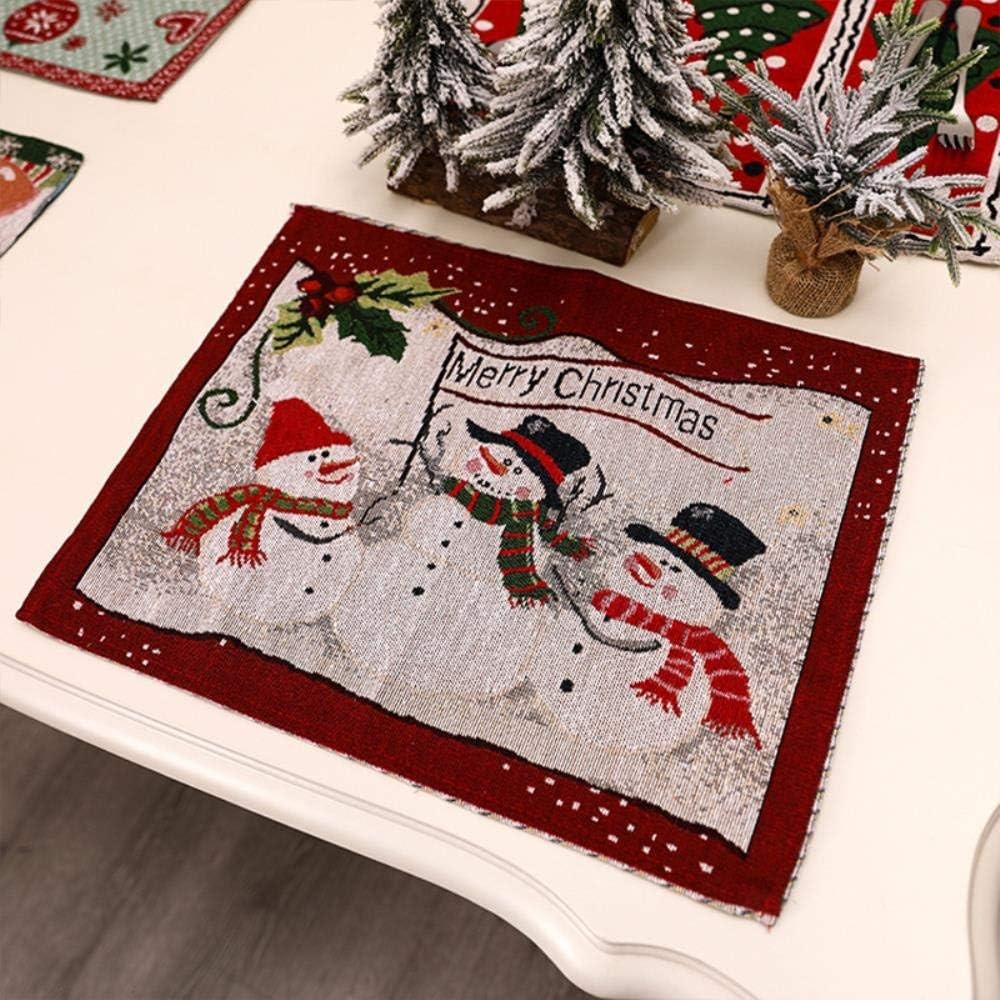 Servet de Masa, , Model Oameni de Zapada, Scris Merry Christmas, Tematica Craciun, Prosop pentru Masa, 47x33 cm, Bumbac si Fibre Sintetice, Rosu - imagine 3